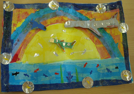 In May a mixed group of Year 4 and 5 pupils had a half-day BAC 100 collage-making workshop.