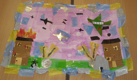 In May a mixed group of Year 4 and 5 pupils had a half-day BAC 100 collage-making workshop.