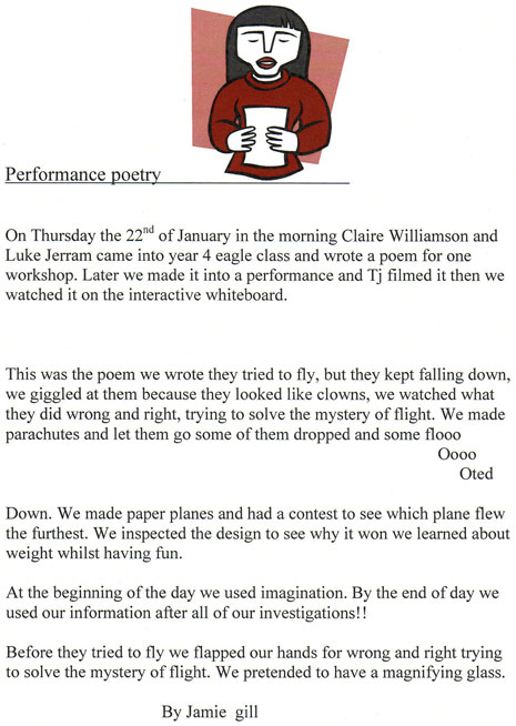 Year 4 took part in some BAC 100 workshops in the spring term last year. Here are some of their pictures and written work with a poem the class created.
