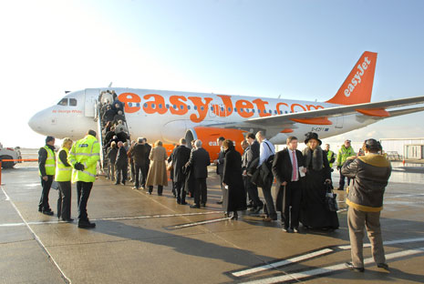 Passengers queue to embark (BIA).