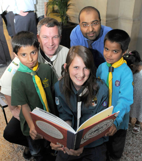 Members of Brunel District scouts: the group has received 1000 copies of The 2010 Book of Aviation Wonder.