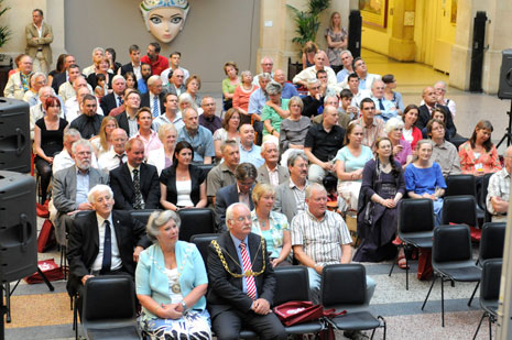 View of the audience in Bristol City's Museum and Art Gallery.