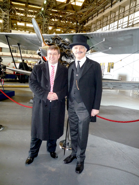 (Left to right) Iain Gray (Technology Strategy Board) with Councillor Simon Cook in the guise of Sir George White (Vicky Washington).